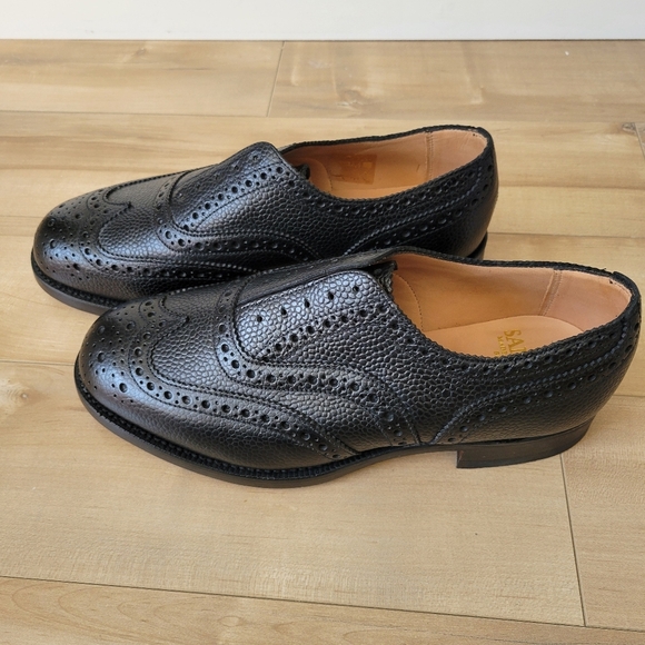 Sanders Men's US 9.5 Braemar Black Grain Leather Highland Brogue Dress Shoes - Picture 3 of 7